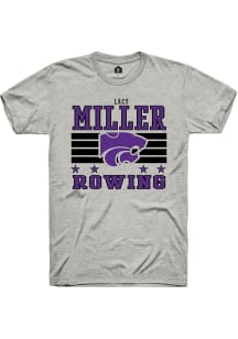 Lacy Miller Rally Mens Ash K-State Wildcats NIL Striped Player T Shirt