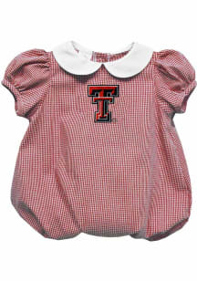 Vive La Fete Texas Tech Red Raiders Baby Red Gingham Collar Short Sleeve One Piece