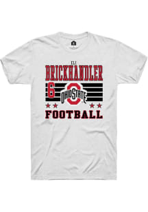Eli Brickhandler Rally Mens White Ohio State Buckeyes NIL Striped Player T Shirt