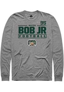 Walter Bob Jr  Ohio Bobcats Graphite Rally Football NIL Stacked Box Long Sleeve T Shirt