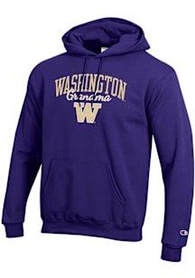 Champion Washington Huskies Mens Purple Grandma Script Powerblend Long Sleeve Hoodie