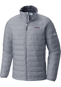 Mens UConn Huskies Columbia Mens Heat Seal Powder Heavyweight Jacket - Grey