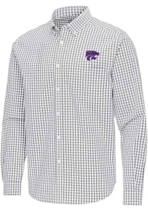 Mens K-State Wildcats Ash Antigua Ellis Long Sleeve Dress Shirt