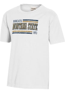 ComfortWash Montana State Bobcats Youth White Striped Garment Dyed Short Sleeve T-Shirt