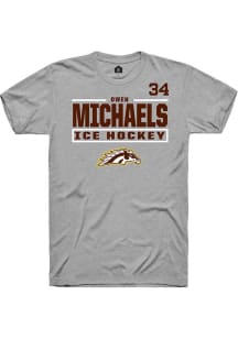 Owen Michaels Grey Western Michigan Broncos NIL Stacked Box Short Sleeve T Shirt