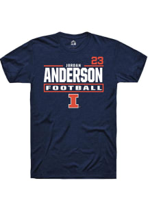 Jordan Anderson Rally Mens Navy Blue Illinois Fighting Illini NIL Stacked Box Player T Shirt