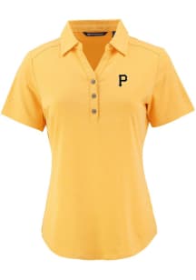 Cutter and Buck Pittsburgh Pirates Womens Yellow Forge Eco Polo Short Sleeve Polo Shirt