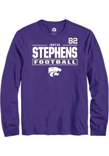 Justin Stephens Mens Purple K-State Wildcats NIL Stacked Box Long Sleeve Player T Shirt