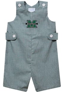 Vive La Fete Marshall Thundering Herd Baby Kelly Green Gingham Overalls