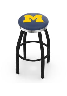 Black Michigan Wolverines Chrome Seat Pub Stool