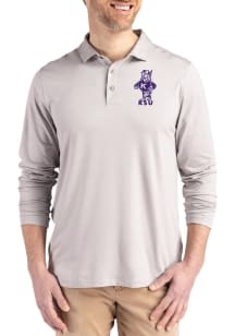 Mens K-State Wildcats Grey Cutter and Buck Coastline Long Sleeve Polo Shirt