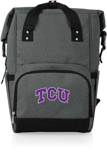Picnic Time TCU Horned Frogs Grey Roll Top Cooler Backpack