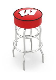 Black Wisconsin Badgers Double-Ring Swivel Pub Stool
