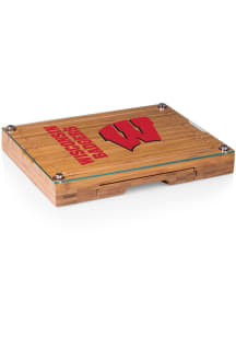 Wisconsin Badgers Brown Picnic Time Concerto Tool Set and Glass Top Cheese Serving Tray