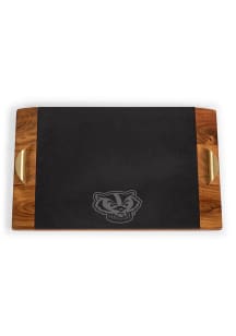 Wisconsin Badgers Black Picnic Time Covina Slate Serving Tray