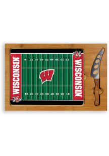 Wisconsin Badgers Brown Picnic Time Icon Glass Top Kitchen Cutting Board
