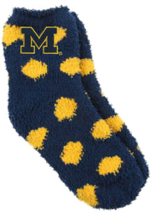 Fuzzy Dot Michigan Wolverines Youth Quarter Socks - Navy Blue