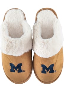 Faux Suede Michigan Wolverines Womens Slippers - Gold