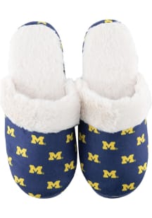 Fuzzy Michigan Wolverines Womens Slippers - Navy Blue