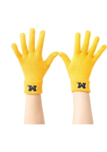 Gold Knit Michigan Wolverines Womens Gloves - Gold