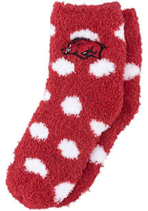 Arkansas Razorbacks Fuzzy Dot Youth Quarter Socks
