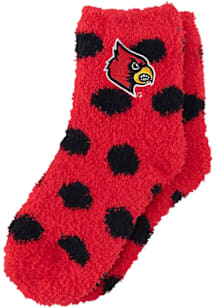 Louisville Cardinals Fuzzy Dot Youth Quarter Socks