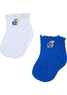 Kansas Jayhawks 2pk Lettuce Hem Baby Quarter Socks