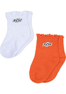 Oklahoma State Cowboys 2pk Lettuce Hem Baby Quarter Socks