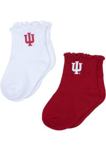2pk Lettuce Hem Indiana Hoosiers Baby Quarter Socks - White