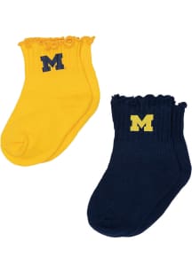 2pk Lettuce Hem Michigan Wolverines Baby Quarter Socks - Yellow
