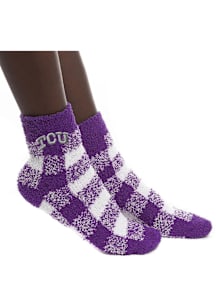 TCU Horned Frogs Fuzzy Buffalo Check Womens Quarter Socks