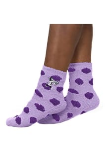 Fuzzy Dot K-State Wildcats Womens Quarter Socks - Purple