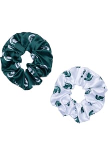 2pk Satin Michigan State Spartans Womens Hair Scrunchie - Green