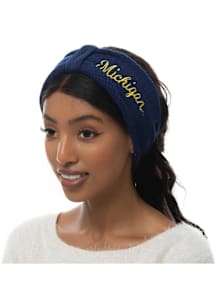 Fashion Knit Bow Michigan Wolverines Womens Headband - Blue