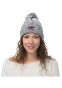 Shine Pom K-State Wildcats Womens Knit Hat - Silver