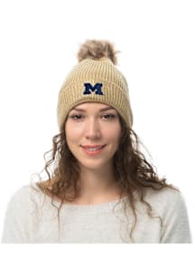 Michigan Wolverines Gold Shine Pom Womens Knit Hat