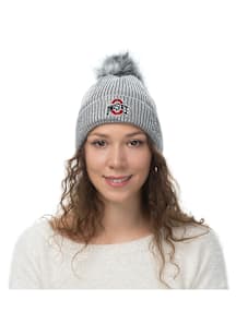 Ohio State Buckeyes Silver Shine Pom Womens Knit Hat