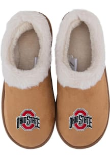 Faux Fur Ohio State Buckeyes Womens Slippers - Brown