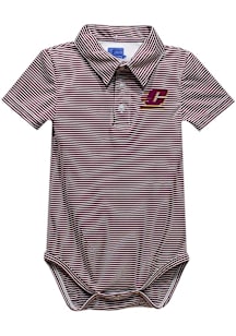 Vive La Fete Central Michigan Chippewas Baby Maroon Pencil Stripe Short Sleeve One Piece Polo