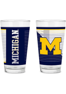 Blue Michigan Wolverines 2 Pack Pint Glass Drink Set