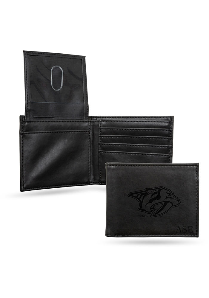 St Louis NHL Blues Embroidered Team Logo Black Leather Bi-fold Wallet