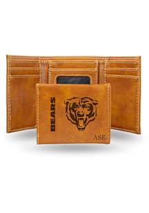 Chicago Bears Personalized Laser Engraved Mens Trifold Wallet