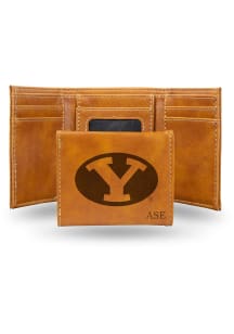 BYU Cougars Personalized Laser Engraved Mens Trifold Wallet