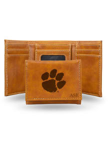 Clemson Tigers Personalized Laser Engraved Mens Trifold Wallet