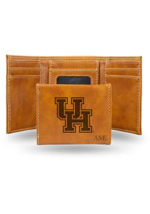 Houston Cougars Personalized Laser Engraved Mens Trifold Wallet