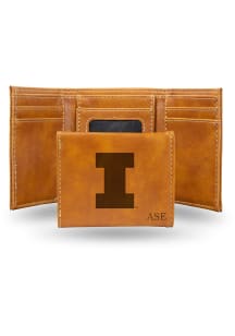 Illinois Fighting Illini Personalized Laser Engraved Mens Trifold Wallet