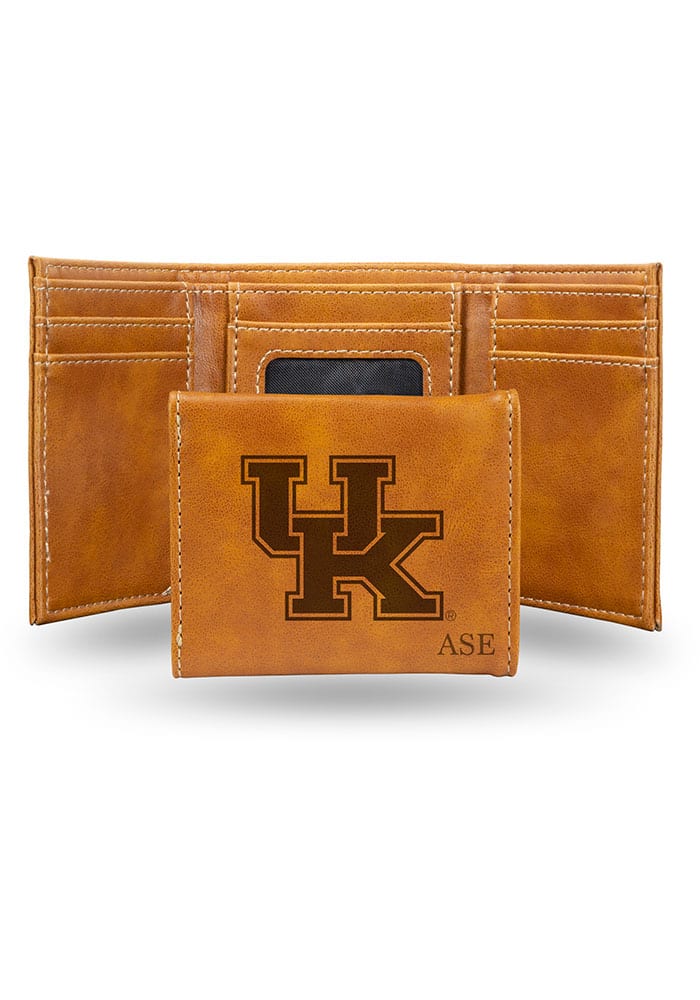 Kentucky Wildcats Laser Engraved Black Trifold Wallet