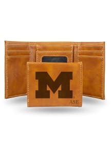 Michigan Wolverines Personalized Laser Engraved Mens Trifold Wallet