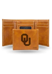 Oklahoma Sooners Personalized Laser Engraved Mens Trifold Wallet