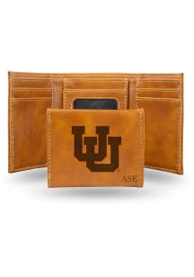 Utah Utes Personalized Laser Engraved Mens Trifold Wallet